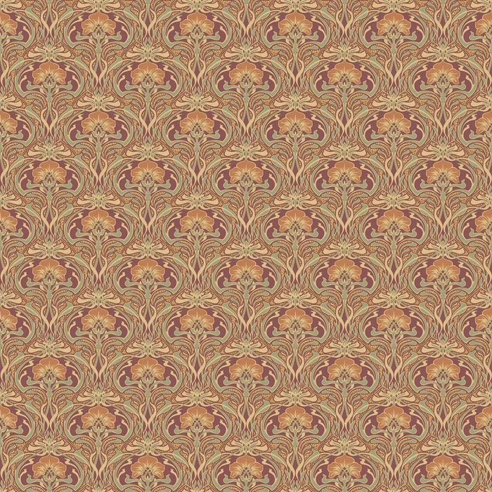 Flora Art Deco Wallpaper - Russet