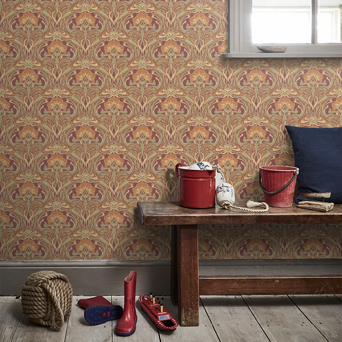 Flora Art Deco Wallpaper - Russet