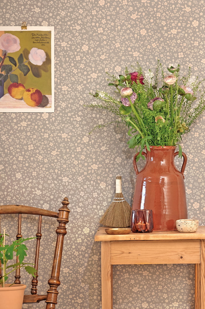 Flora Dreams  Wallpaper - Dusty Blue