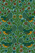 Floral Fantail Wallpaper - NZ Wallpaper - Blue