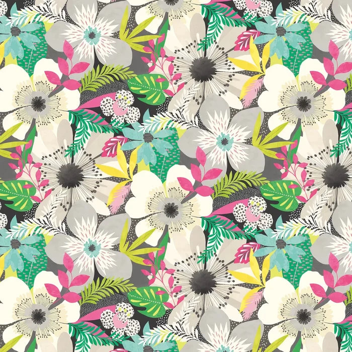 Floral Riot Wallpaper - Ohpopsi - Chalk & Carbon
