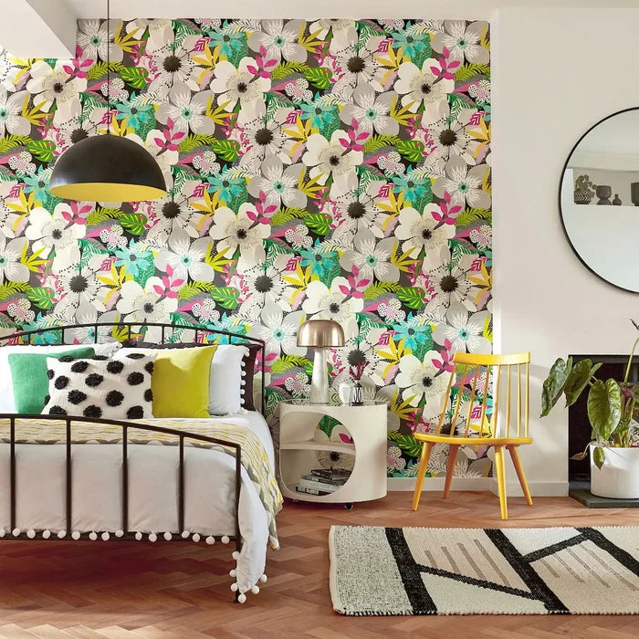 Floral Riot Wallpaper - Ohpopsi - Chalk & Carbon