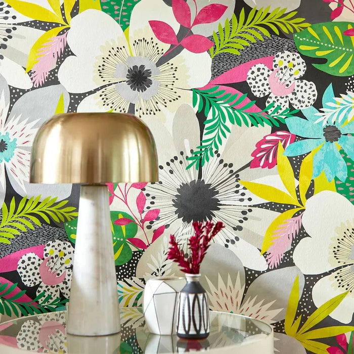 Floral Riot Wallpaper - Ohpopsi - Chalk & Carbon