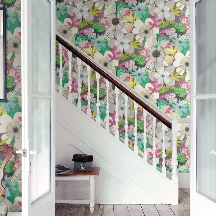 Floral Riot Wallpaper - Ohpopsi - Chalk & Carbon