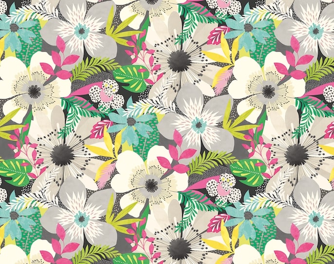 Floral Riot Wallpaper - Ohpopsi - Chalk & Carbon