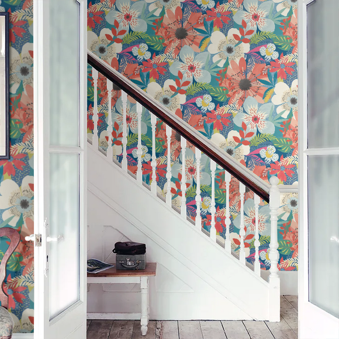Floral Riot Wallpaper - Ohpopsi - Indigo