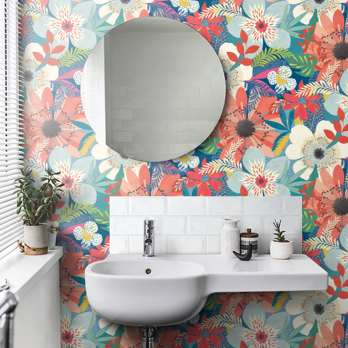 Floral Riot Wallpaper - Ohpopsi - Indigo