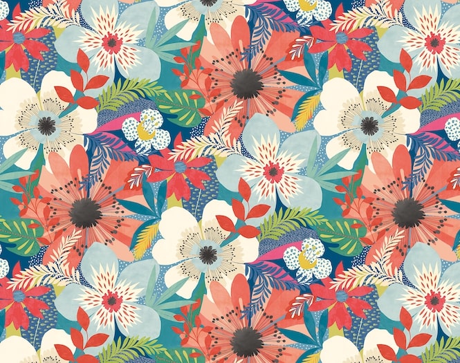 Floral Riot Wallpaper - Ohpopsi - Indigo