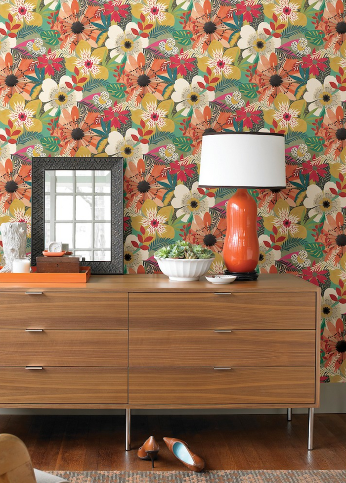 Floral Riot Wallpaper - Ohpopsi - Olive