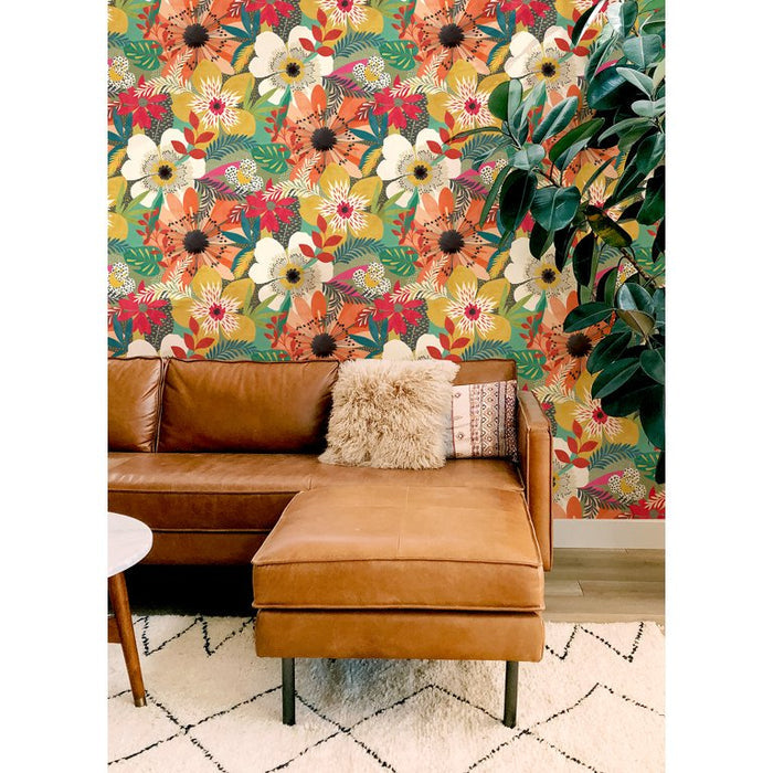 Floral Riot Wallpaper - Ohpopsi - Olive