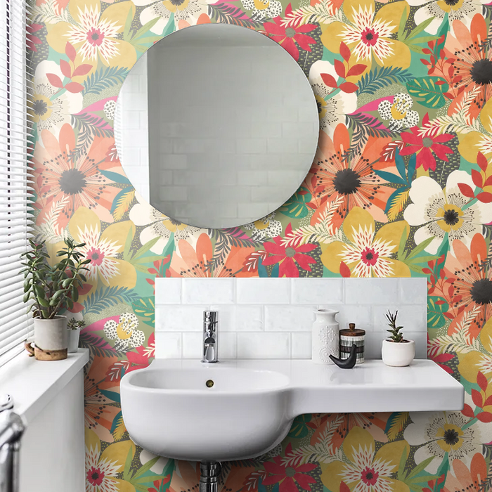Floral Riot Wallpaper - Ohpopsi - Olive