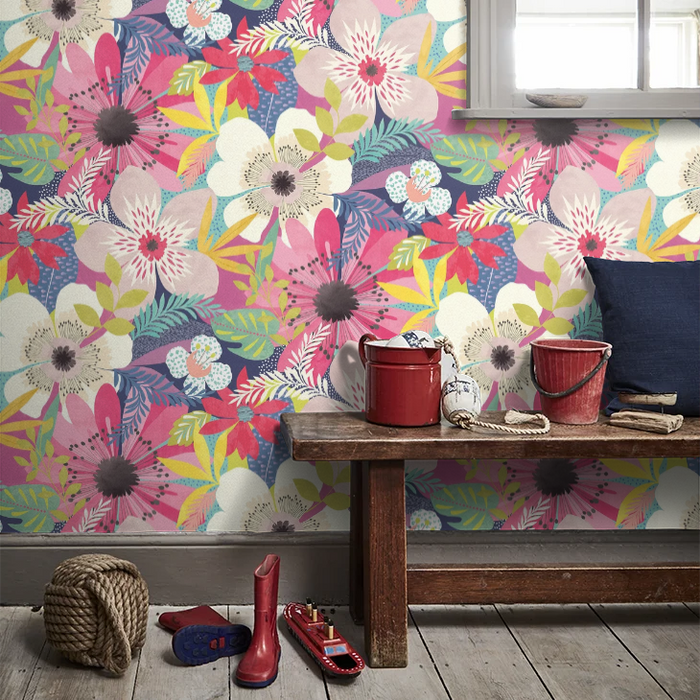 Floral Riot Wallpaper - Ohpopsi - Raspberry
