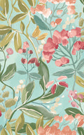 Florence Floral Riot Wallpaper - Ginger/Duckegg