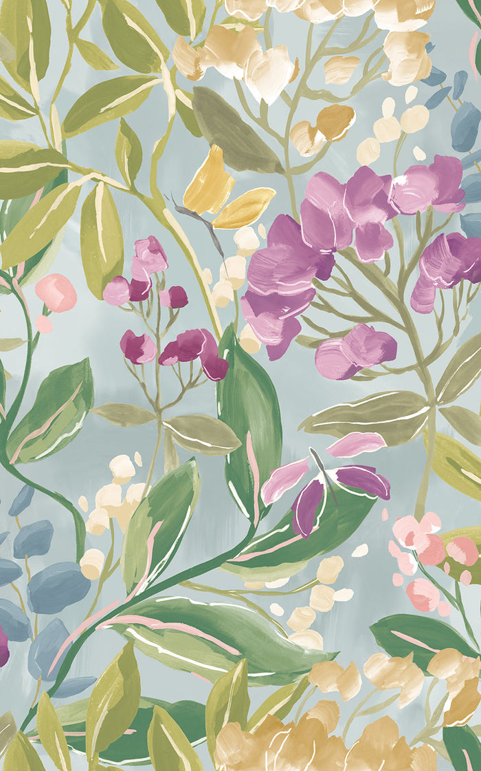 Florence Floral Riot Wallpaper - Ink/Fushcia