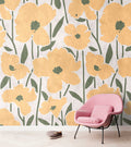 Flower Market - Beige - Custom Sized Wallpaper Mural (per m2)