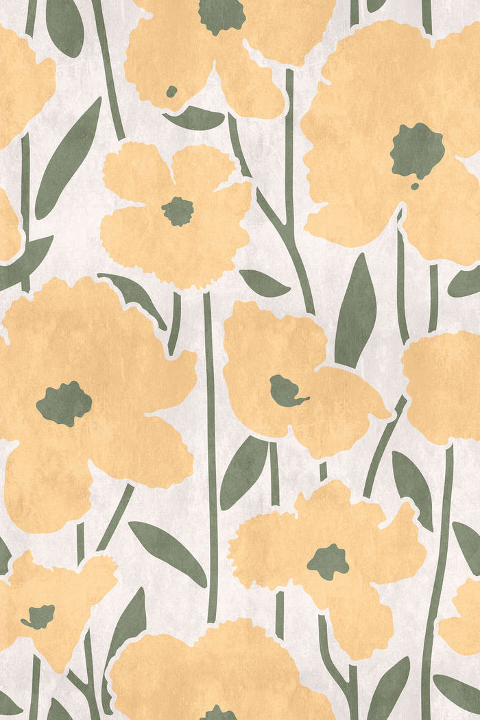 Flower Market - Beige - Custom Sized Wallpaper Mural (per m2)