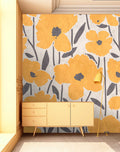 Flower Market - Orange - Custom Sized Wallpaper Mural (per m2)
