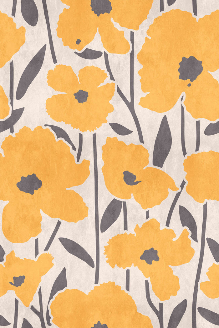 Flower Market - Orange - Custom Sized Wallpaper Mural (per m2)