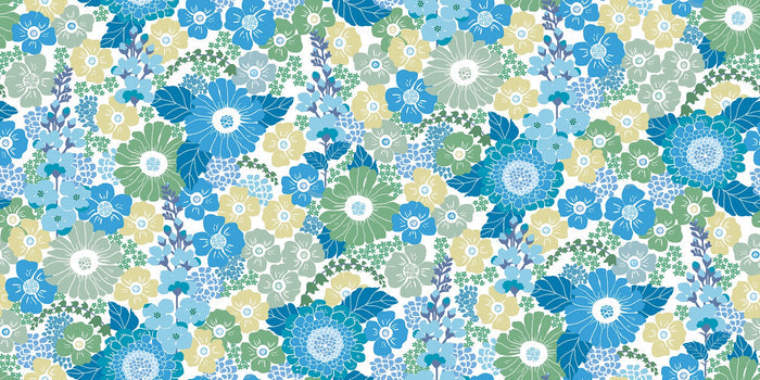 Flower Power - Custom Sized Wallpaper Mural (per m2) - Blue Mood