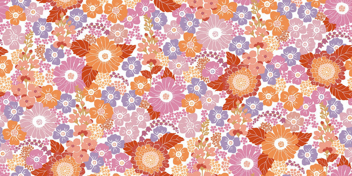 Flower Power - Custom Sized Wallpaper Mural (per m2) - Raspberry Mood