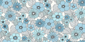 Flower Power Custom Sized Wallpaper Mural (per m2) - Blue