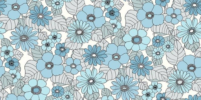 Flower Power Custom Sized Wallpaper Mural (per m2) - Blue