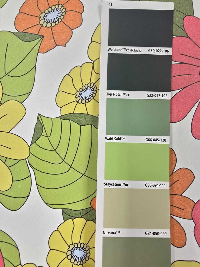 Flower Power Custom Sized Wallpaper Mural (per m2) - Pink