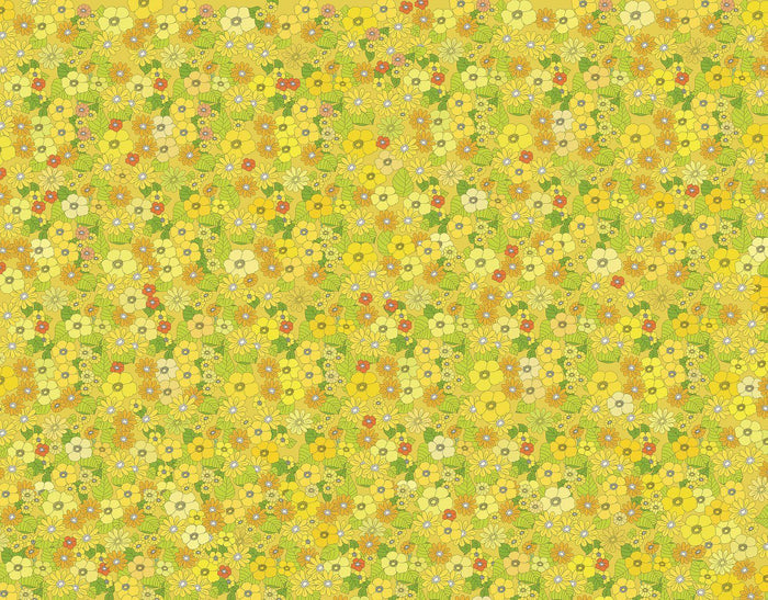 Flower Power Custom Sized Wallpaper Mural (per m2) - Yellow