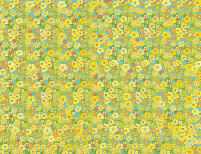 Flower Power Custom Sized Wallpaper Mural (per m2) - Yellow