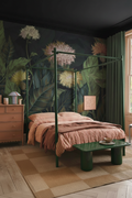 Flowerly Mural bedroom - basket removed, black ceiling