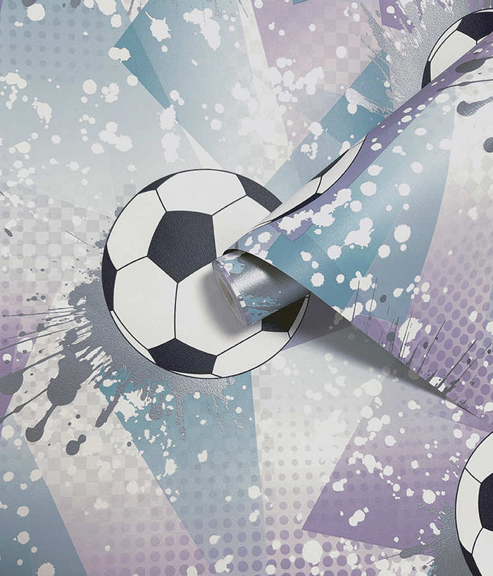Football Frenzy Wallpaper - Lilac/Silver