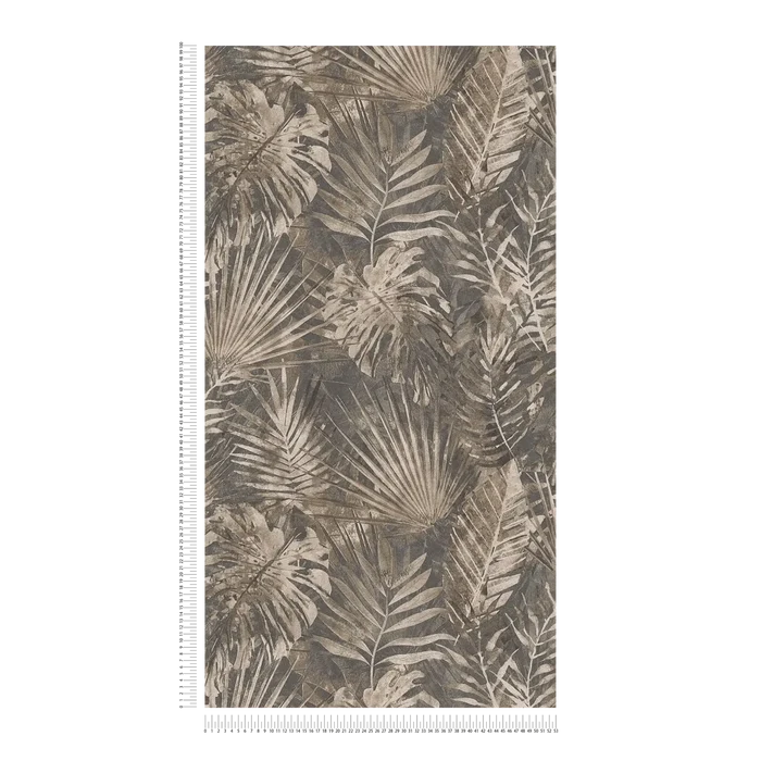 Forest Frame - Leaves Wallpaper - Anthracite