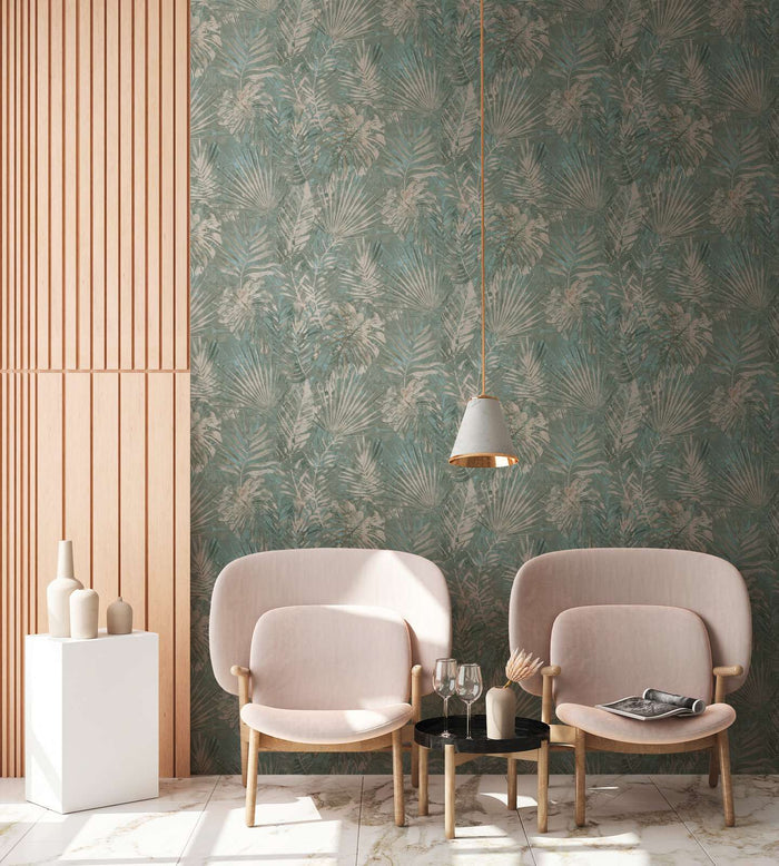 Forest Frame - Leaves Wallpaper - Jade Moss