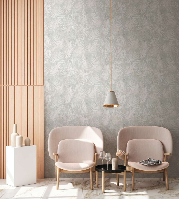 Forest Frame - Leaves Wallpaper - Slate Grey