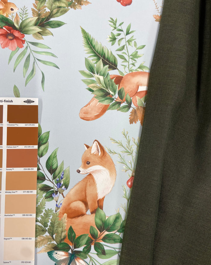 Forest Friends Wallpaper - Duck Egg Blue