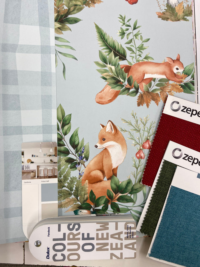 Forest Friends Wallpaper - Duck Egg Blue