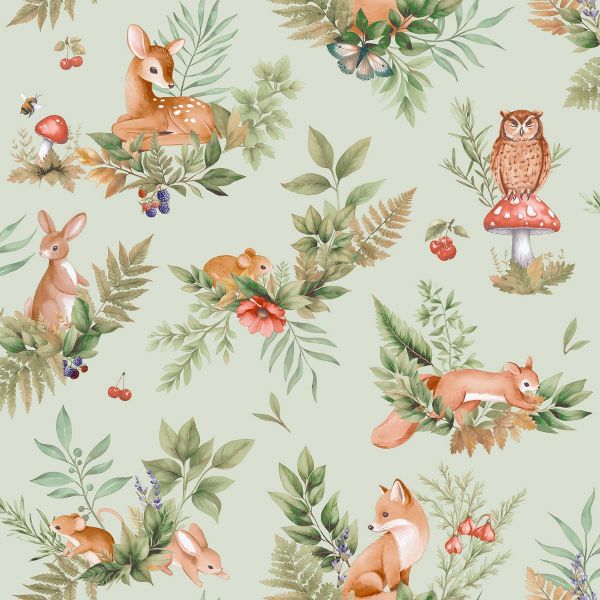 Forest Friends Wallpaper - Sage