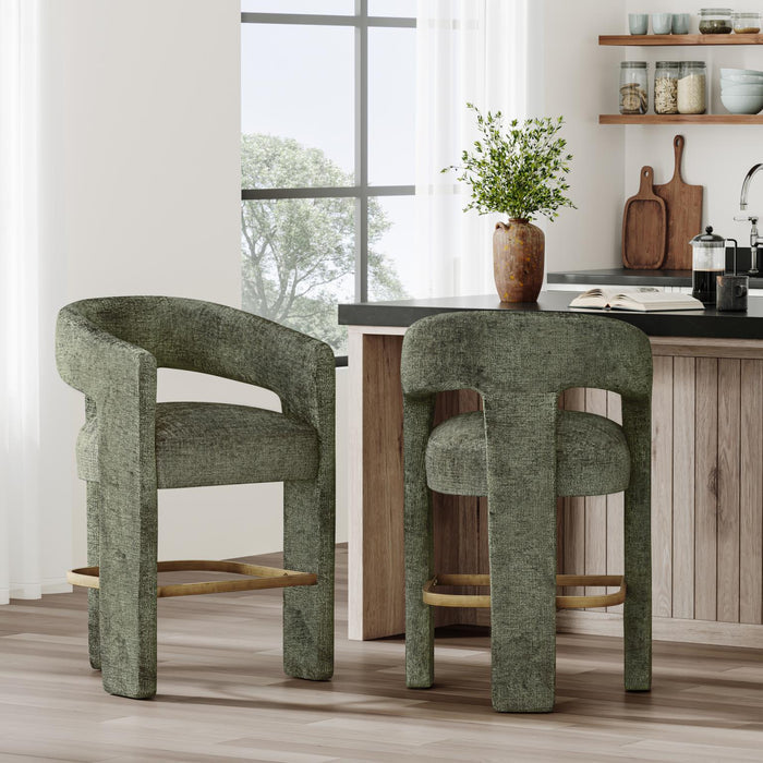 Forest Green Upholstered Stool - Adams Furniture