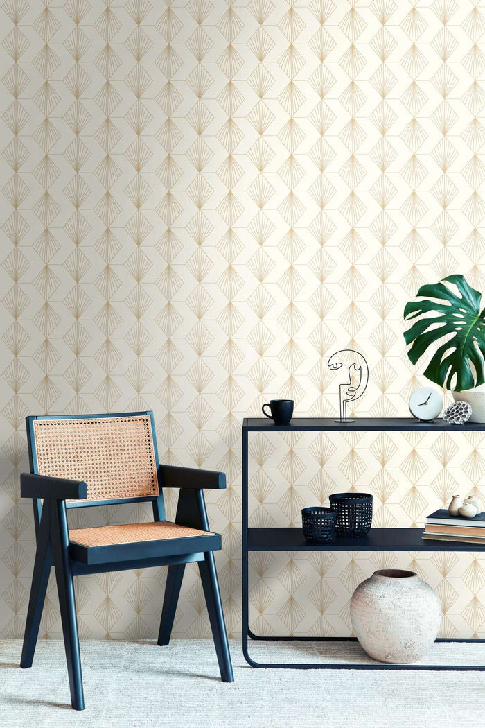 French Affair – Art Deco Wallpaper – Cream Gold
