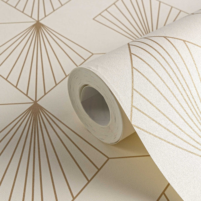 French Affair – Art Deco Wallpaper – Cream Gold