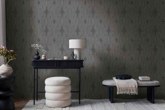 French Affair – Metallic Wallpaper – Black