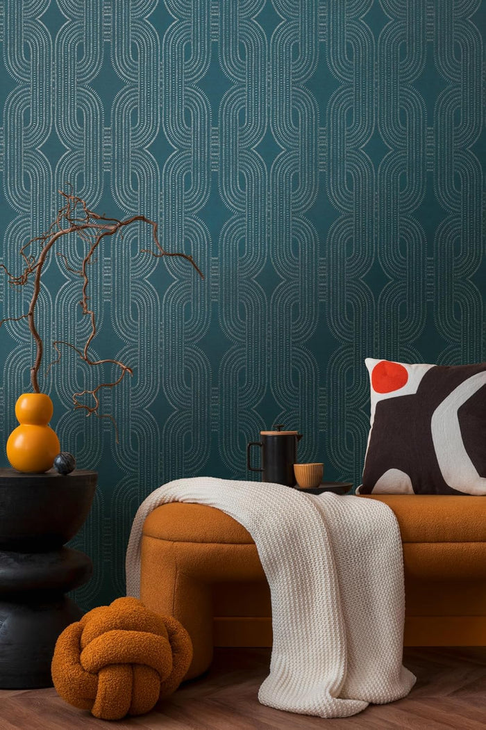 French Affair – Metallic Wallpaper – Blue