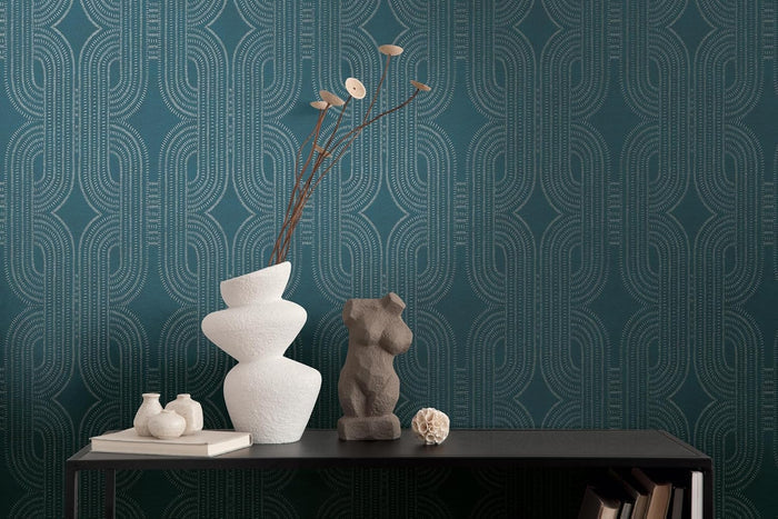 French Affair – Metallic Wallpaper – Blue