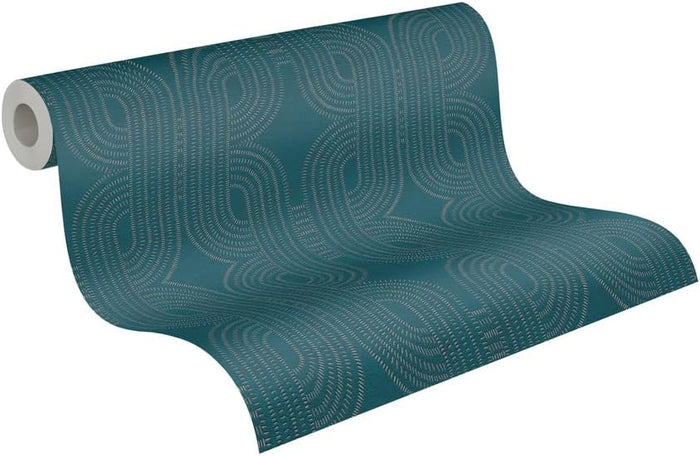 French Affair – Metallic Wallpaper – Blue