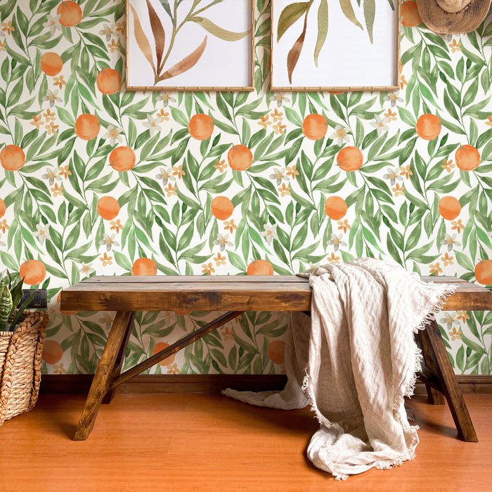 French Orange Wallpaper - Custom Printed Wallpaper
