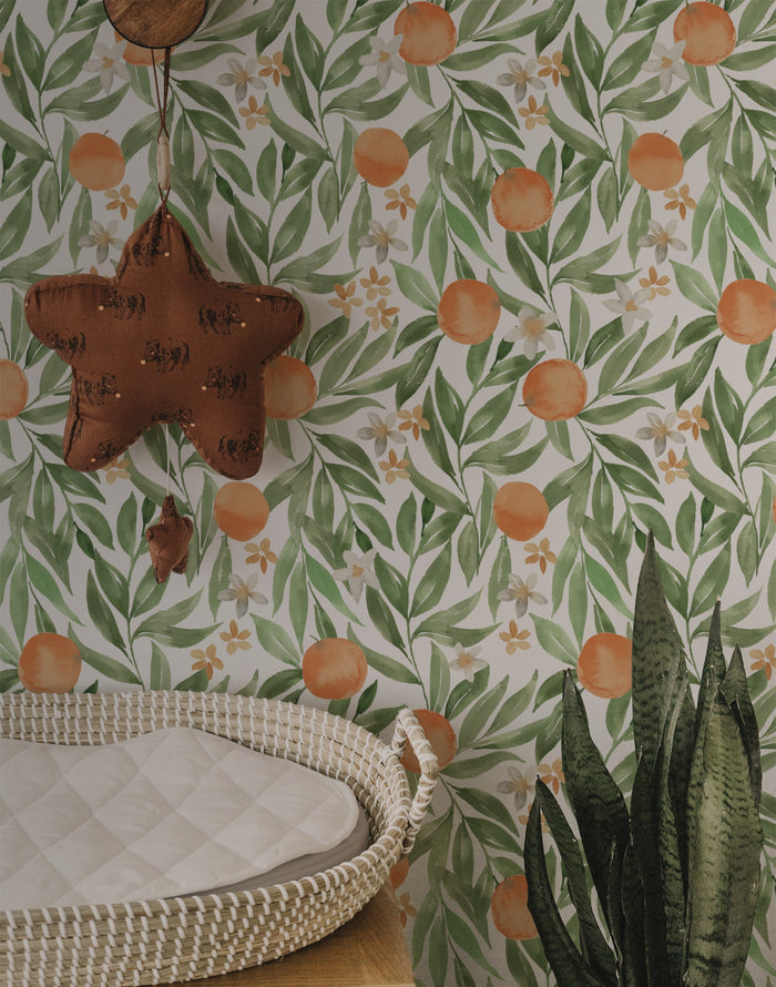 French Orange Wallpaper - Custom Printed Wallpaper