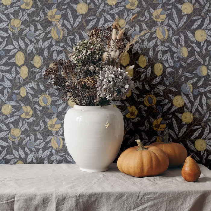 Fruit Wallpaper by William Morris - Charcoal