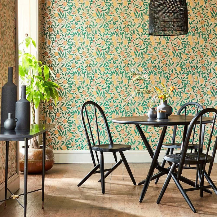 Fruit Wallpaper by William Morris - Gold/Jade