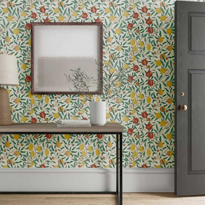 Fruit Wallpaper by William Morris - Green/Indigo/Madder