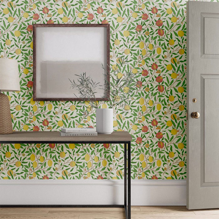 Fruit Wallpaper by William Morris - Green/Madder